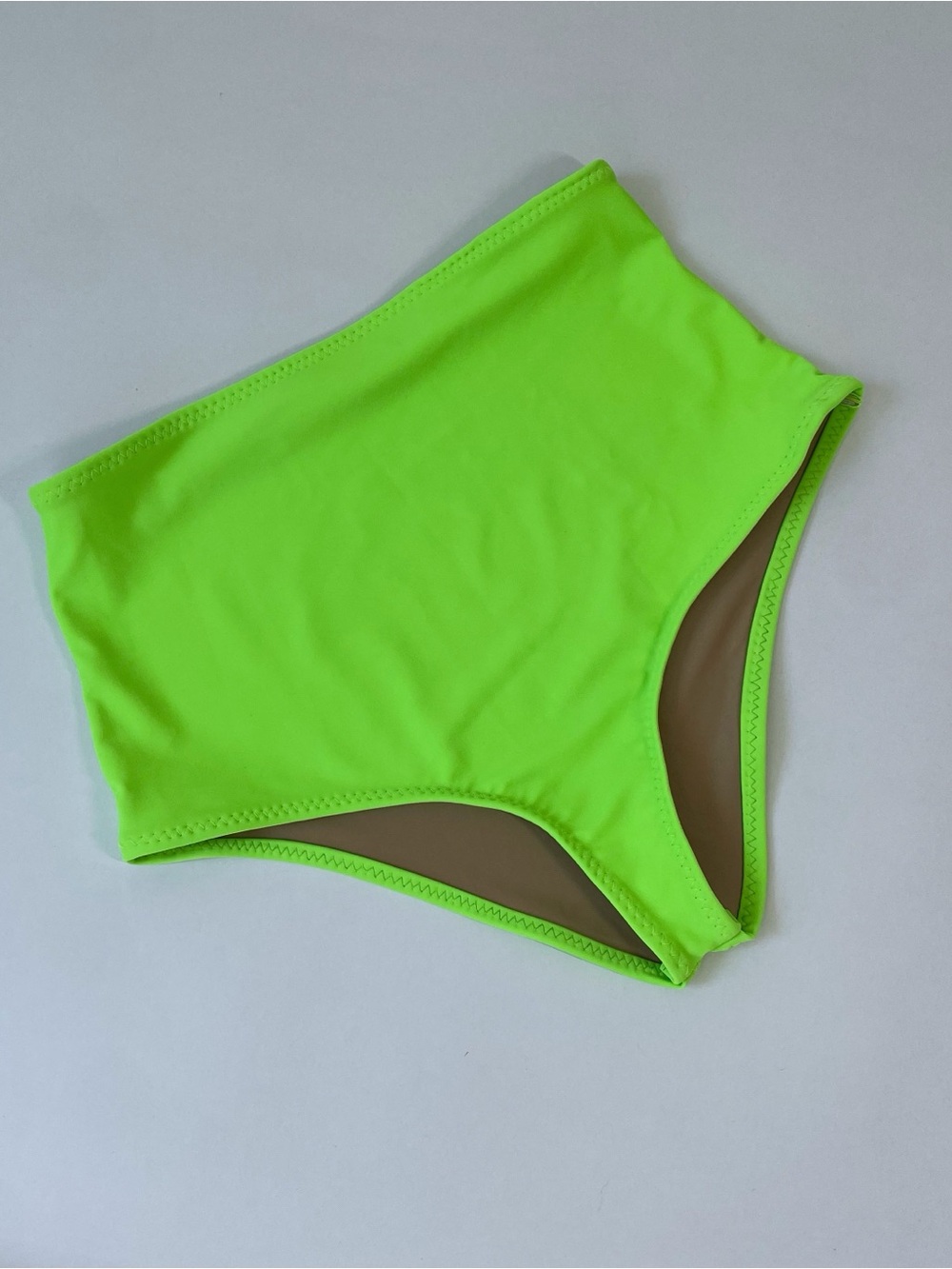 High Waist Bikini Bottoms - Neon Lime Green